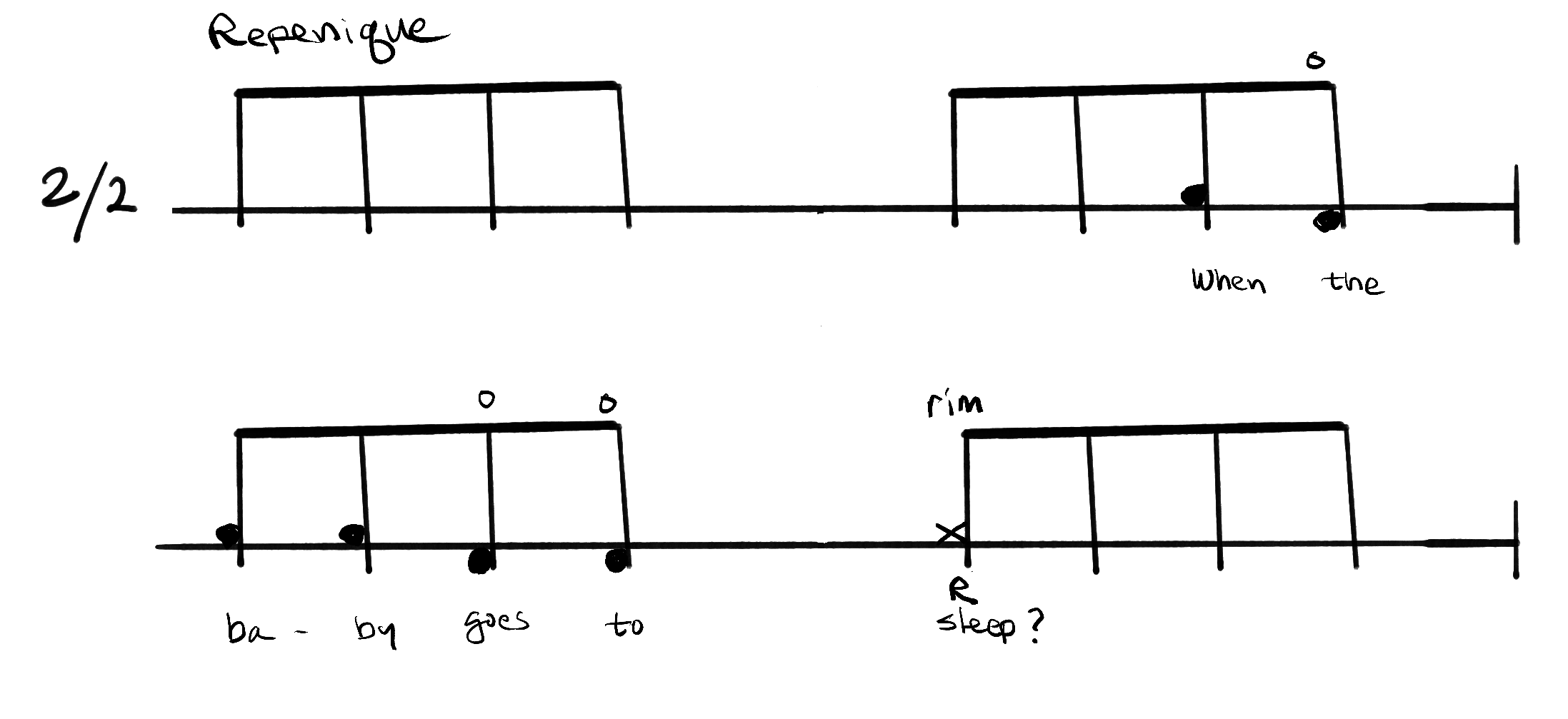 Notation for Baby Woke Up, Chorus C.