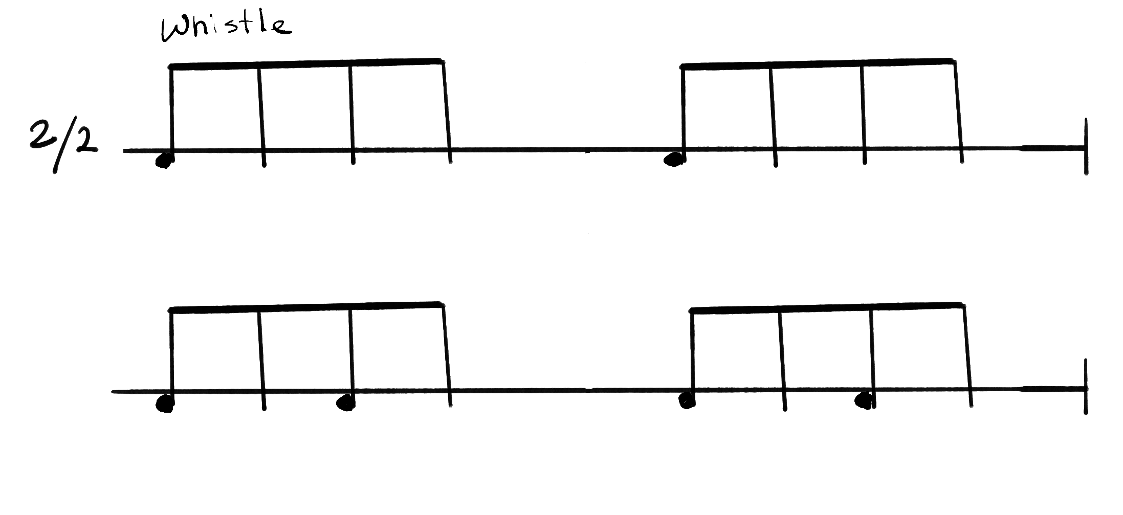 Notation for Baby Woke Up, Whistle Intro.