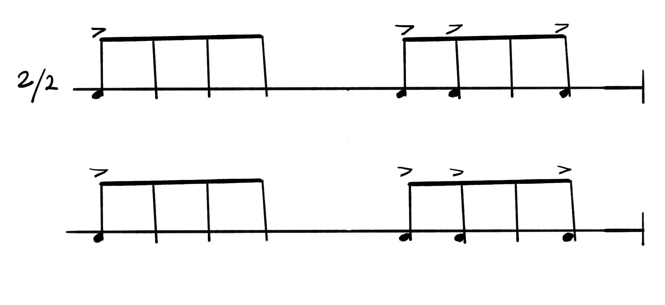 Notation for Samba Reggae, Break 1B.