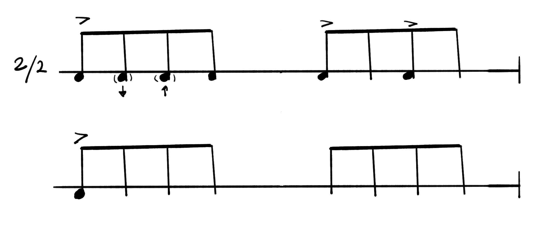 Notation for Slow Samba(Virada), Tamborim (Teleco-Teco) part.